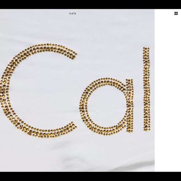 Calvin Klein 1X White T-Shirt with Gold trim - Picture 2 of 8